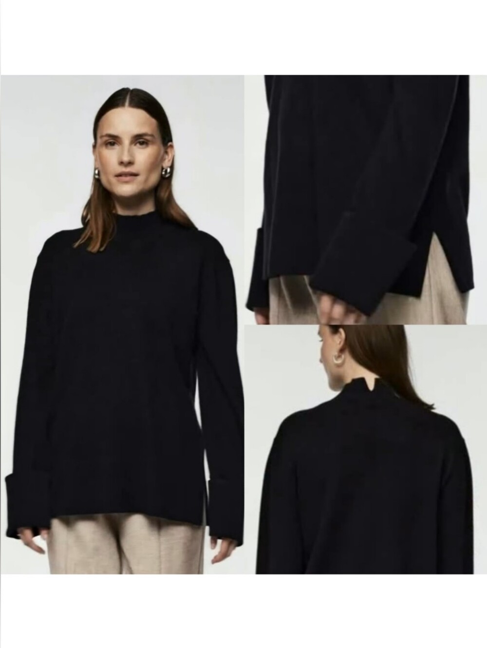 YAS Yasemilie Highneck Knit Pullover Pure Wool Womens Size Medium Mock Neck